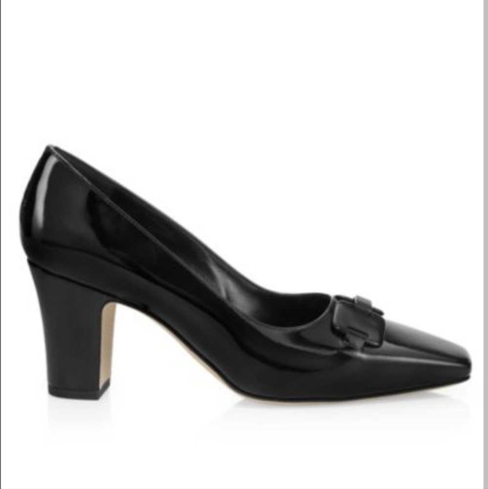 Women's Manolo Blahnik Gona Patent Leather Square Toed Shoes, Size 9.5